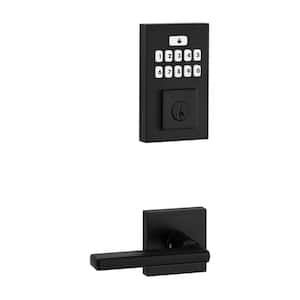 SmartCode 260 Contemporary Matte Black Keypad Electronic Deadbolt Feat SmartKey and Halifax Hall/Closet Lever Combo Pack