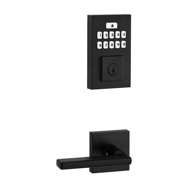 Kwikset SmartCode 260 Contemporary Matte Black Keypad Electronic Deadbolt Feat SmartKey and Halifax Hall/Closet Lever Combo Pack