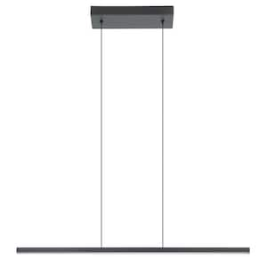 Amrisa 35.43 in. W x 74.96 in. H 1-Light Black Linear Statement Integrated LED Pendant Light with White Acrylic Diffuser