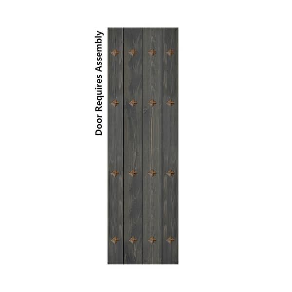 ISLIFE Mid-Century New Style 24 in. x 84 in. Carbon Gray DIY Solid Wood Sliding Barn Door Slab