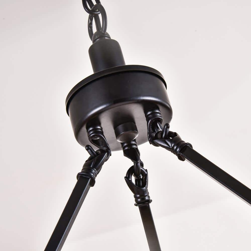 Black Metal 12-Light Wagon Wheel Chandelier with Candle Bulbs