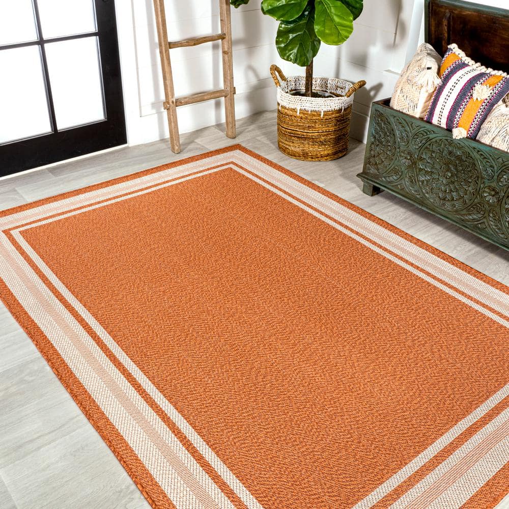 Ivory Stripe Easy-Care 4' x 6' Synthetic Indoor/Outdoor Rug