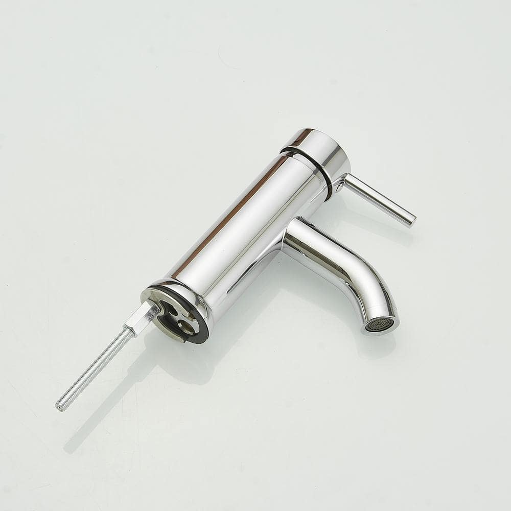 Polished Chrome Single-Handle Bathroom Faucet with Drain Assembly