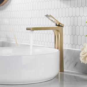 Modern Single-Handle Single Hole Faucet Bathroom Faucet in Gold