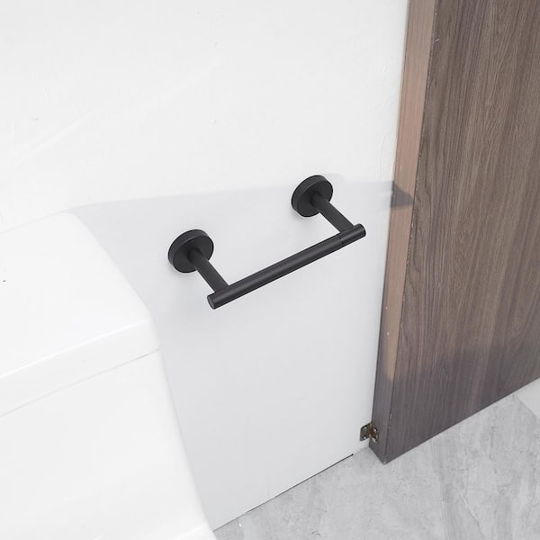 Fixsen Matte Black Toilet Paper Holder Bathroom Double Post Pivoting Tissue  Roll Holder Stainless Steel and Zinc Alloy Wall Mount Detachable 1pc