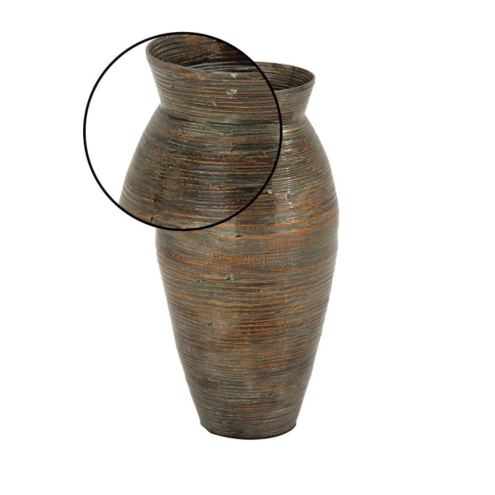 20" Dark Brown Textured Bamboo Wood Vase