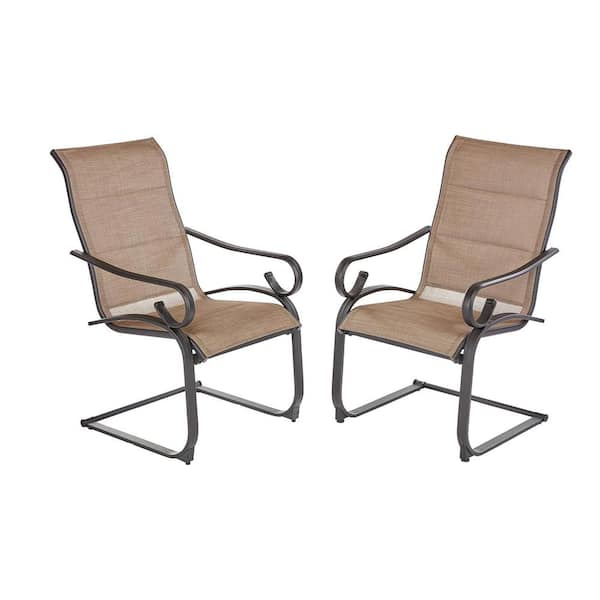 Hampton Bay Crestridge Padded Sling Outdoor Lounge Chair in Putty (2-Pack)