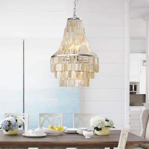 Glam 6-Light Capiz Shell and Antique Silver Chandelier