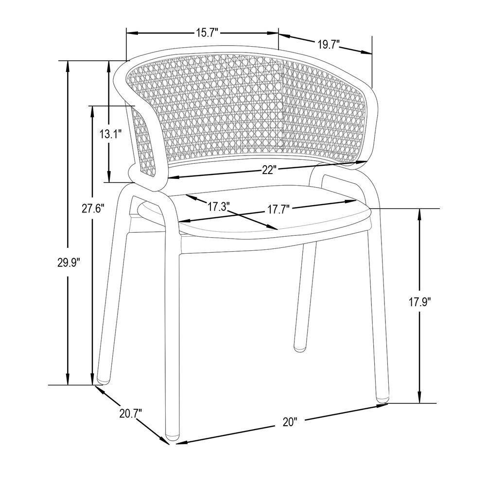 Measurement diagram of the dining chair dimensions.