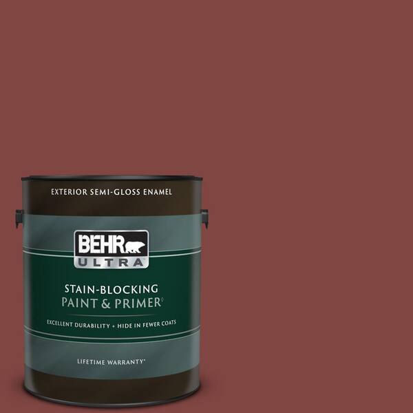 BEHR ULTRA 1 gal. #ECC-15-3 Cherry Bark Semi-Gloss Enamel Exterior Paint & Primer