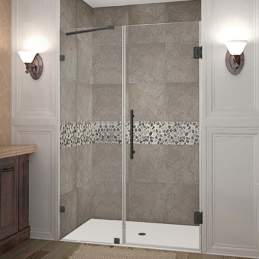 Nautis 43.25 - 44.25 in. x 72 in. Frameless Hinged Shower Door in Matte Black price history on PriceWatchPro