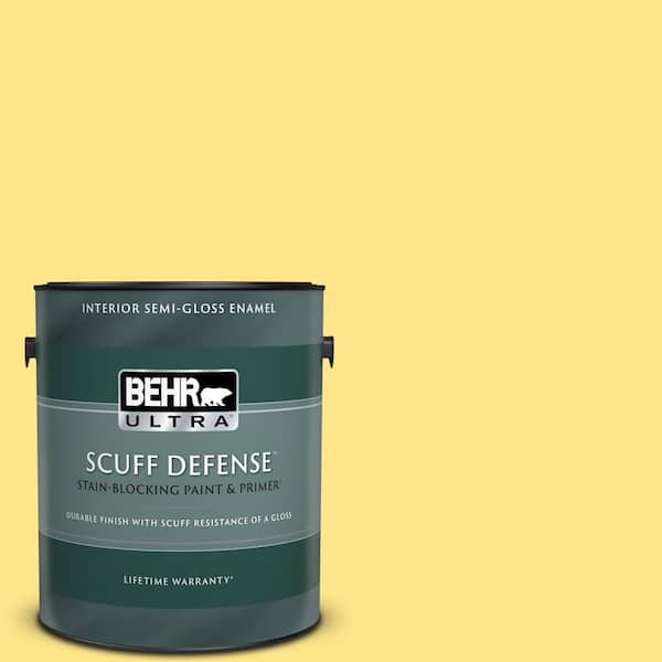 BEHR ULTRA 1 gal. #370A-3 Bicycle Yellow Extra Durable Semi-Gloss Enamel Interior Paint & Primer