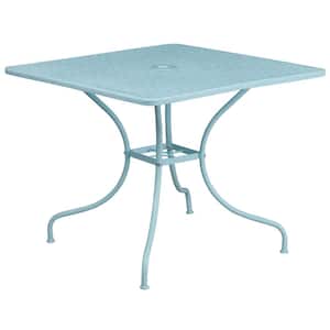 Sky Blue Square Metal Outdoor Bistro Table