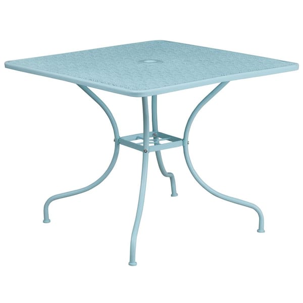 Carnegy Avenue Sky Blue Square Metal Outdoor Bistro Table