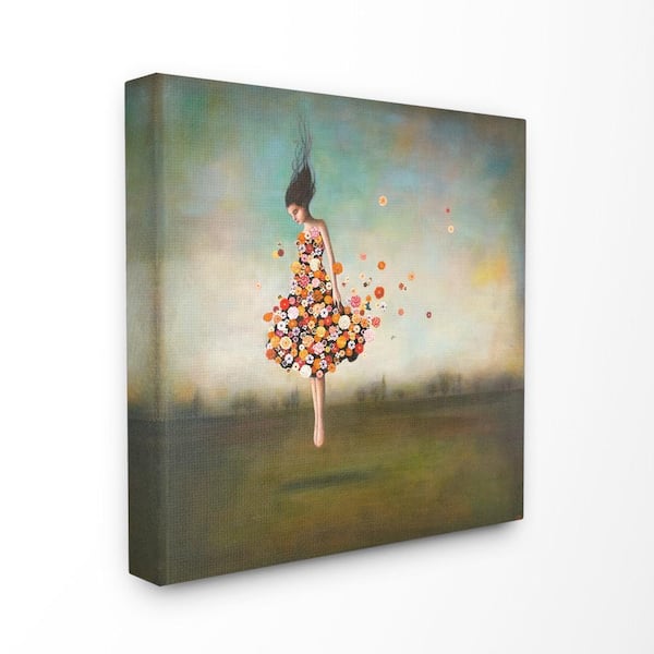 17 in. x 17 in. "Surreal Dress Made of Flowers in an Abstract Landscape Painting" by Duy Huynh Canvas Wall Art