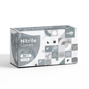 Extra-Large Nitrile Latex Free and Powder Free Disposable Gloves in Chrome (Silver) (50-Count)