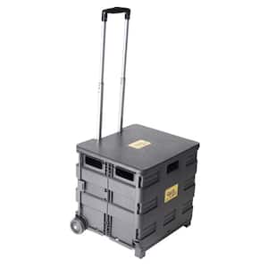 Quik Cart Wheeled Collapsible Handcart with Black Lid Seat Stool