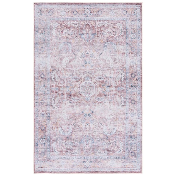 SAFAVIEH Tuscon Rust/Beige 5 ft. x 8 ft. Machine Washable Border Distressed Floral Area Rug