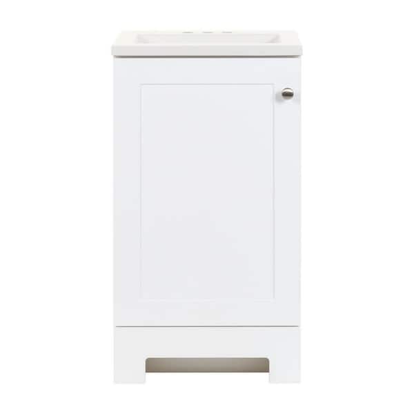Glacier Bay 18 in. W x 17 in. D x 33 in. H Single Sink Freestanding Bath Vanity in White with White Cultured Marble Top