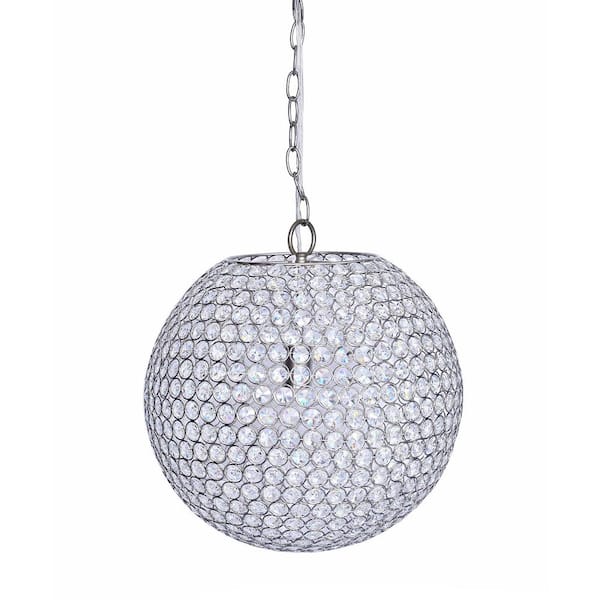 GRANDVIEW GALLERY 1-Light Glamorous Sphere-Shaped Genuine Crystal Pendant with Chrome Accents