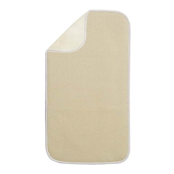 interDesign iDry Mini 18 in. x 9 in. Kitchen Mat Solid in Wheat/Ivory
