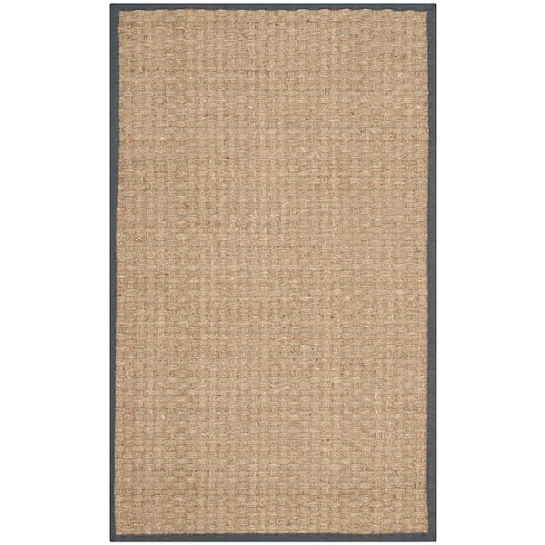 SAFAVIEH Natural Fiber Beige/Dark Gray Doormat 3 ft. x 4 ft. Border Area Rug