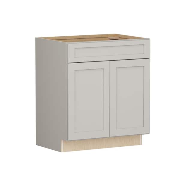 SIMPLY WOODMARK PRO Shaker Full Overlay 30 in. W x 20.75 in. D x 34.5 in. H Plywood Assembled Vanity Sink Base Bath Cabinet in Stone Gray