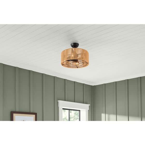 Montabel 22 in. Indoor Matte Black and Natural Ceiling Fan with Remote Control