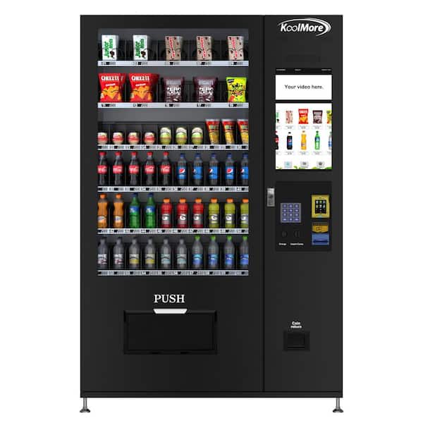 Koolmore 51 in. Refrigerated Vending Machine, 60 Slots With CC reader, Coin and Bill Acceptor in Black, 75 cu. ft.