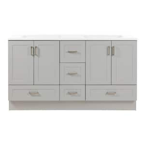 Maybell 61 in. W x 19 in. D Double Sink Bath Vanity in Pearl Gray with White Cultured Marble Top