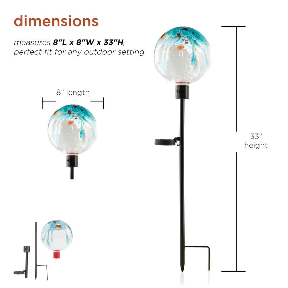 Multicolor Raindrop Splashes Glass Ball LED Garden Stake