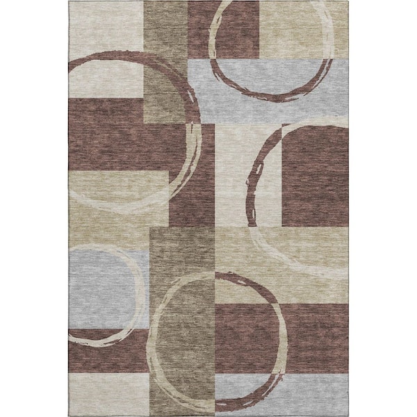 Addison Rugs Mayfield Premium Machine Washable Abstract AMF943 Brown 9 ft. x 12 ft. Area Rug