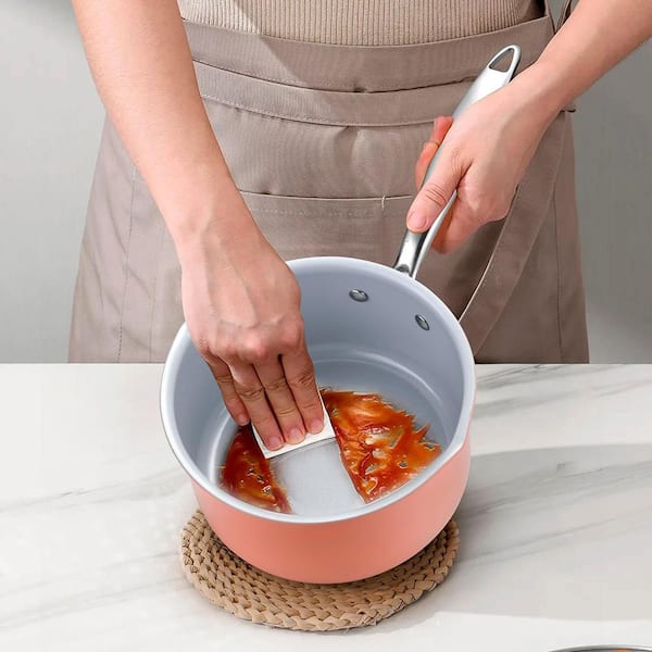 2.5 qt. Ceramic Nonstick Sauce Pan in Perracotta with Strainer Lid