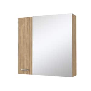 23.6 in. W x 23.6 in. H Rectangular Pine Brown Surface Mount Medicine Cabinet with Mirror