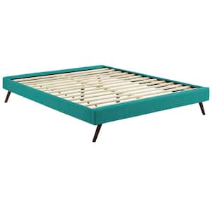 Loryn Teal Full Fabric Bed Frame with Round Splayed Legs