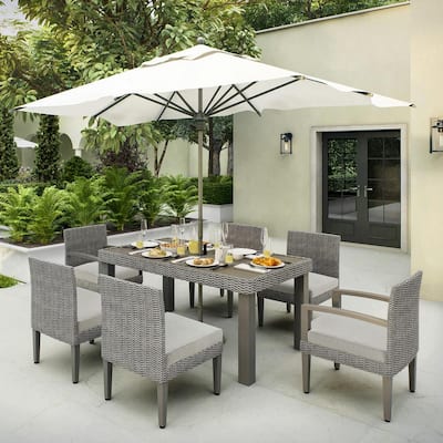 Umbrella Hole Wicker Patio Furniture Outdoors The Home Depot - Patio Dining Sets For 6 With Umbrella Hole