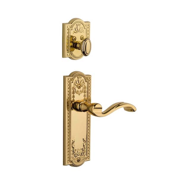 Grandeur Parthenon Single Cylinder Lifetime Brass Combo Pack Keyed Alike with Portofino Lever and Matching Deadbolt