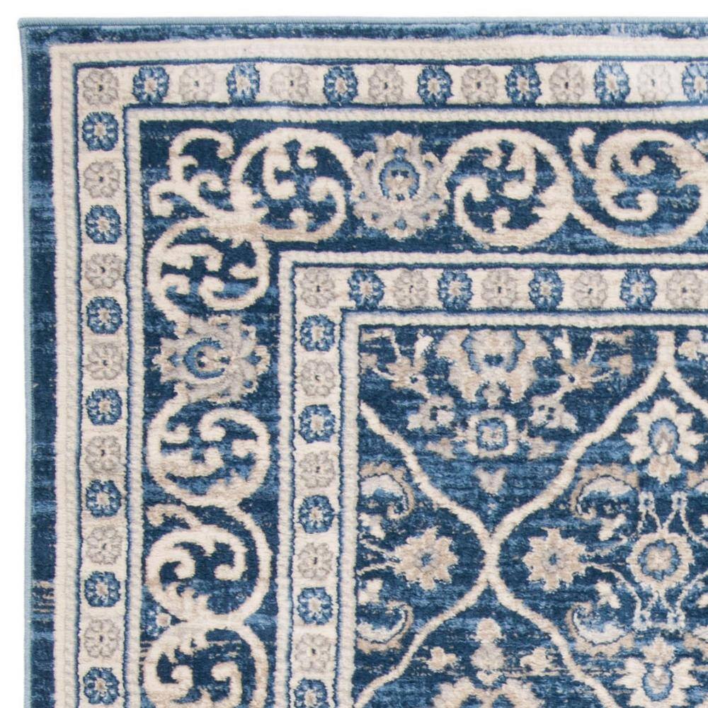 Elegant Square Navy and Light Grey Synthetic Area Rug, 6'7" Square