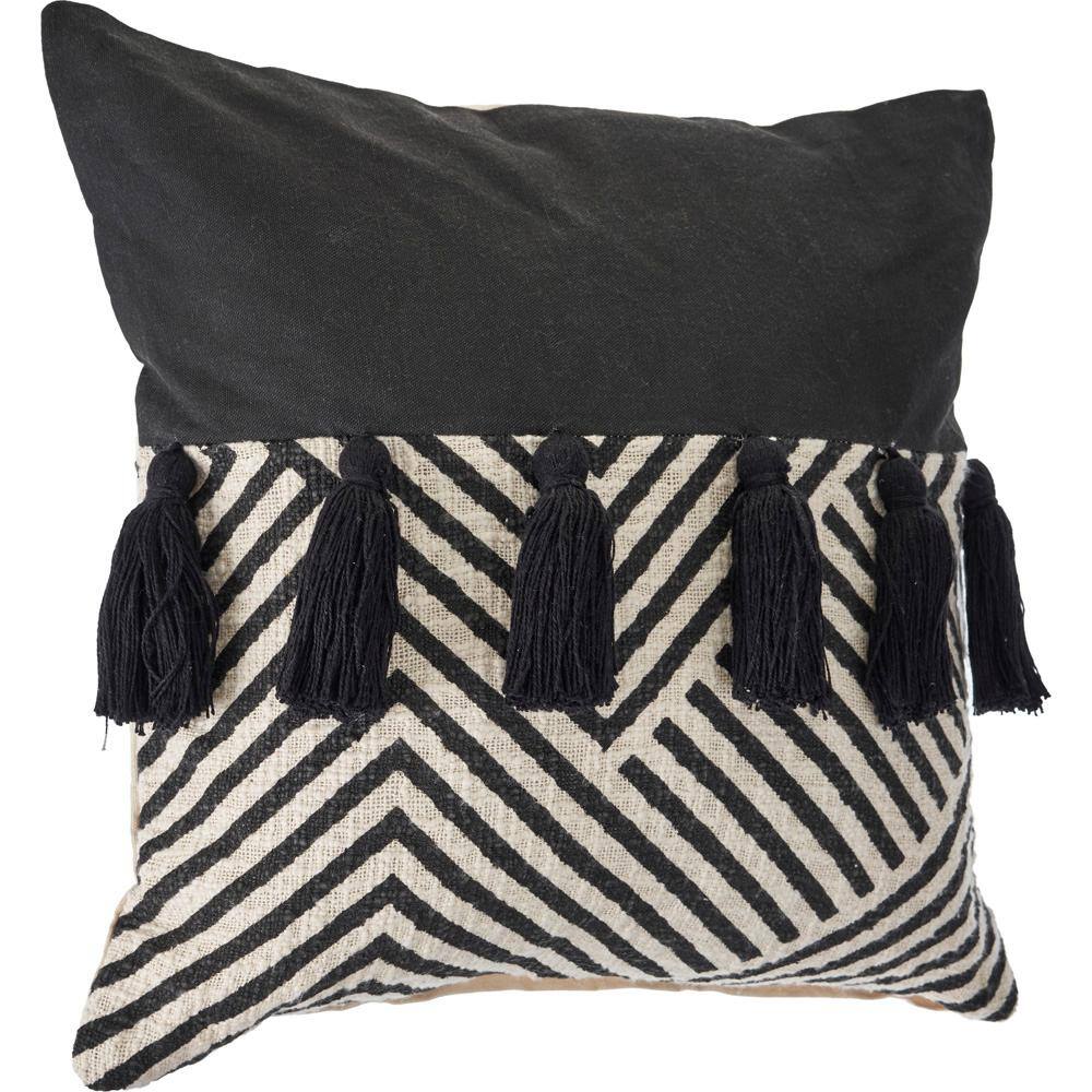20" Black and White Chevron Throw Pillow