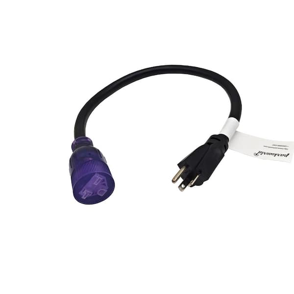 2 ft. 12/3 20 Amp 250-Volt 3-Prong Indoor/Outdoor NEMA 6-20 Extension Cord with Lighted End, Black, UL Listed