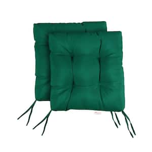 Sunbrella Canvas Forest Green Tufted Chair Cushion Square Back 16 x 16 x 3 (Set of 2)