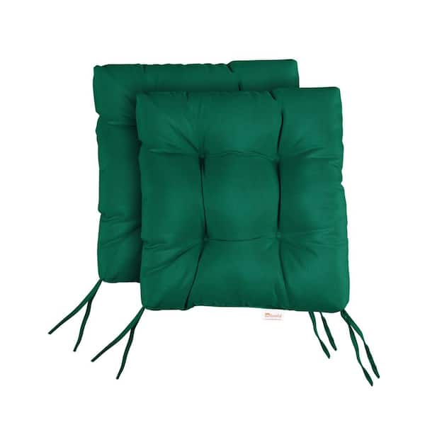 SORRA HOME Sunbrella Canvas Forest Green Tufted Chair Cushion Square Back 16 x 16 x 3 (Set of 2)