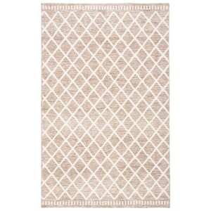 Easy Care Beige/Ivory 4 ft. x 6 ft. Machine Washable Striped Abstract Geometric Area Rug