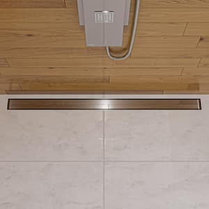 47 in. Linear Shower Drain with Solid Cover in Polished Stainless Steel