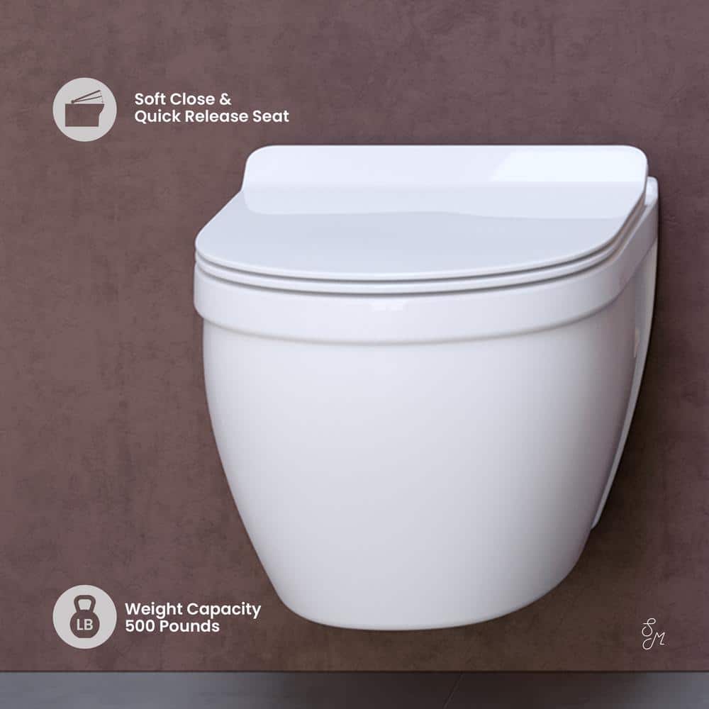 Glossy White Ceramic Wall Mounted Elongated Toilet