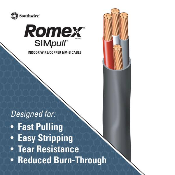 Southwire 125 Ft 6 3 Black Stranded Romex Simpull Cu Nm B W G Wire The Home Depot