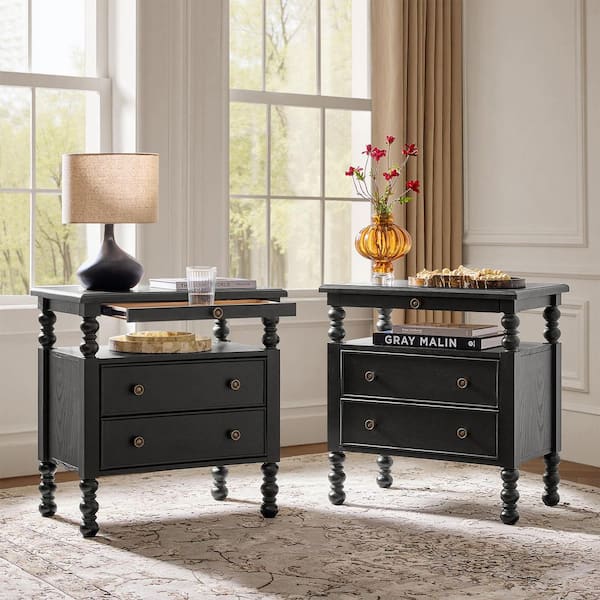 JAYDEN CREATION Ginny Black Traditional 26 in. Tall 1-Drawer