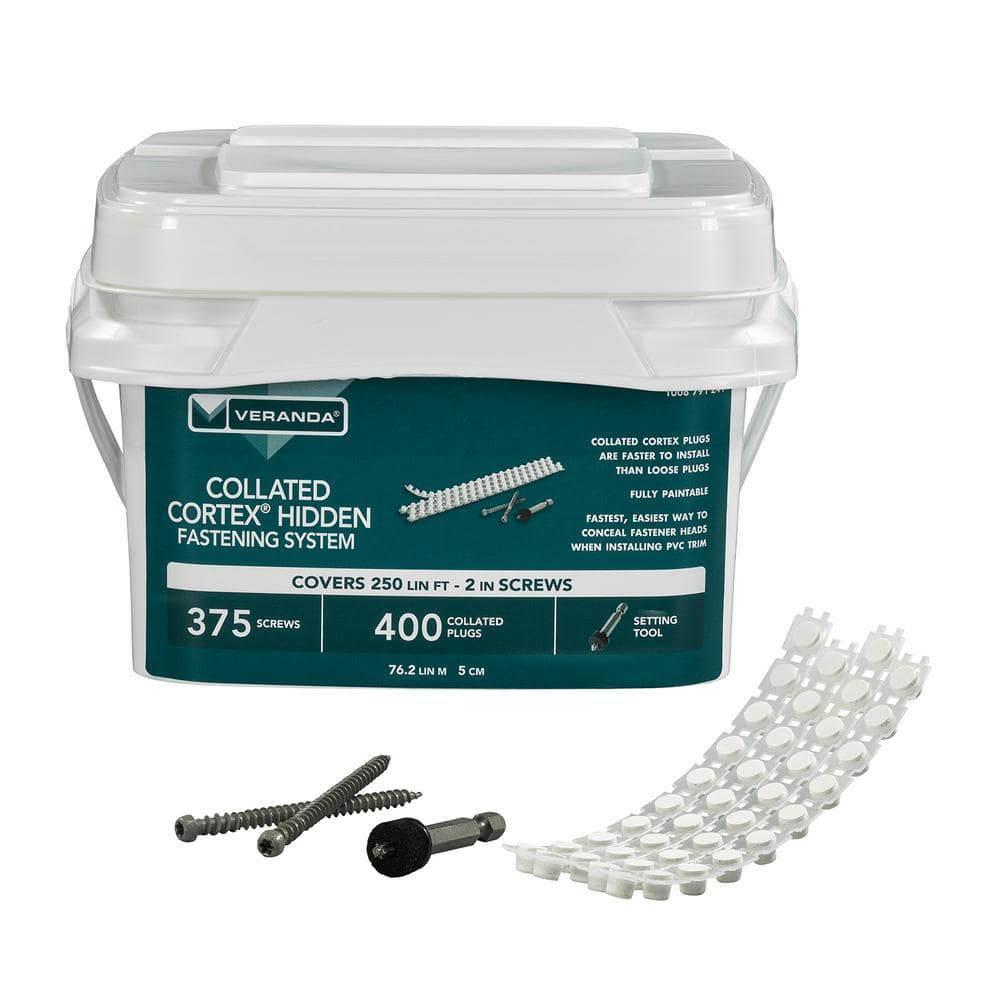 FastenMaster Collated Cortex Hidden Fastening System for Veranda Trim – 2  inch Cortex screws and plugs – Smooth (250 LF) FMCTXTCL-V250SM - The Home
