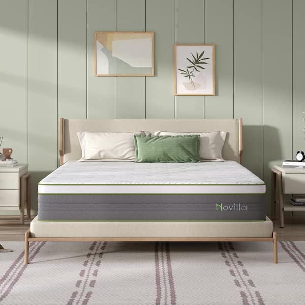 Novilla Queen Medium Firm Hybrid Gel infused Memory Foam 12 in. Mattresses, Cooling and Motion Isolation
