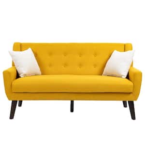63 in. Straight Arm 2-Seater Sofa in Yellow